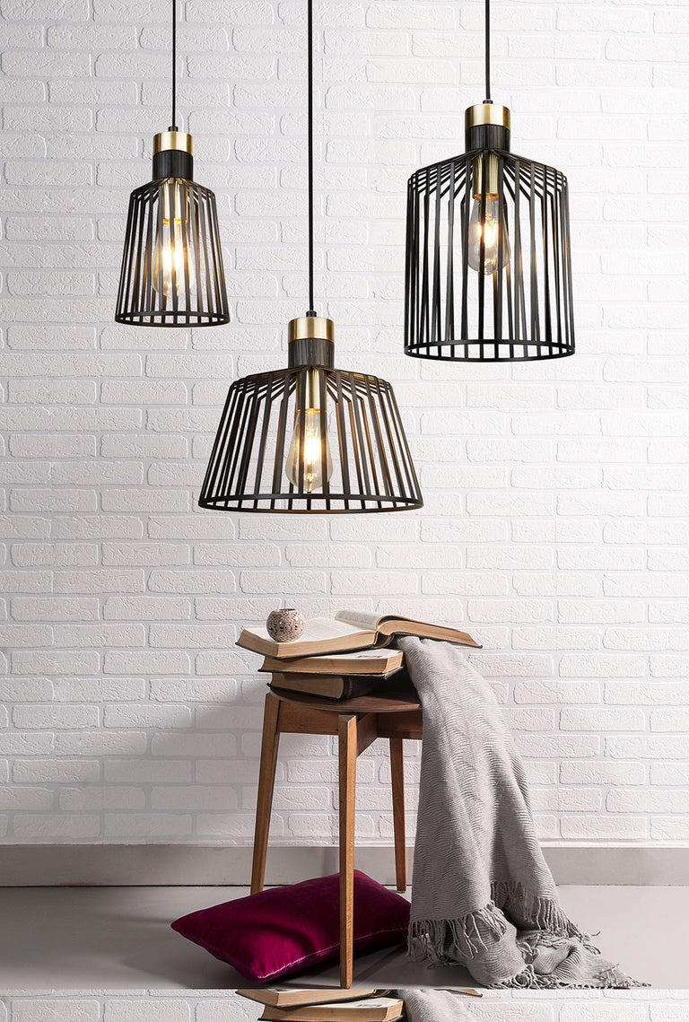 Maven Midi Pendant Light Black / Brass - MS9413-BLBS