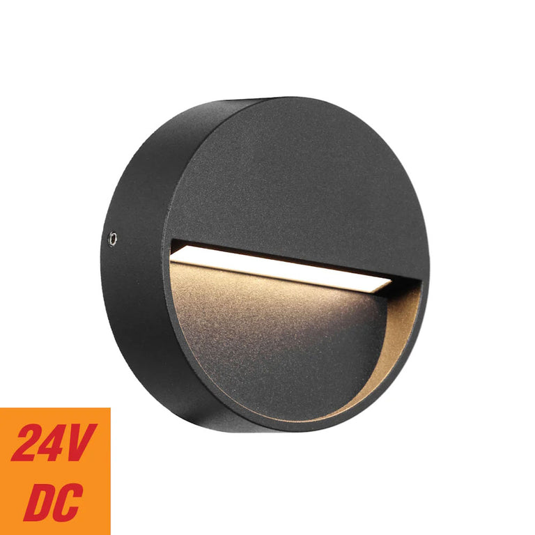 Musan Round LED Step Wall Light Black - MUSAN RD.24-BK