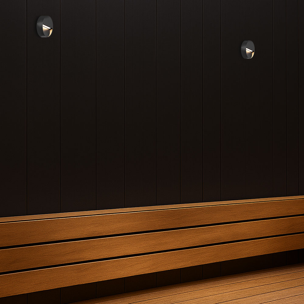 Musan Round LED Step Wall Light Black - MUSAN RD.24-BK