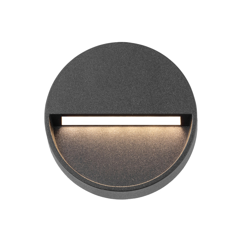 Musan Round LED Step Wall Light Black - MUSAN RD.24-BK