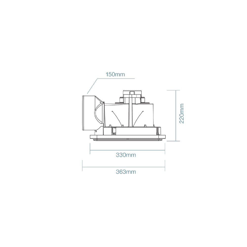 Saturn Large Square Bathroom Exhaust Fan With Flex & Plug - MXFSS25W