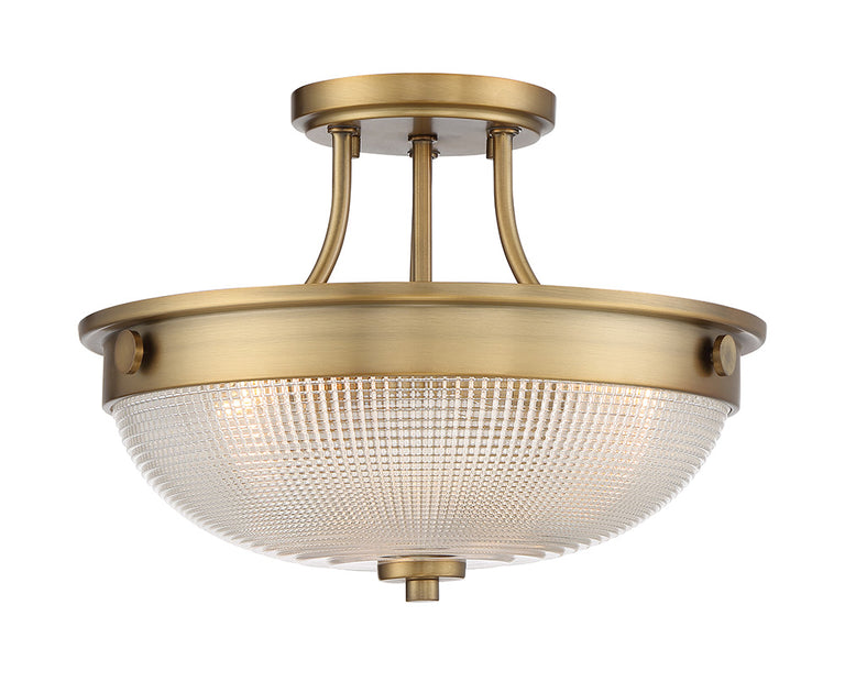 Mantle 2 Light Semi Flush Weathered Brass - QZ-MANTLE-SF-WS