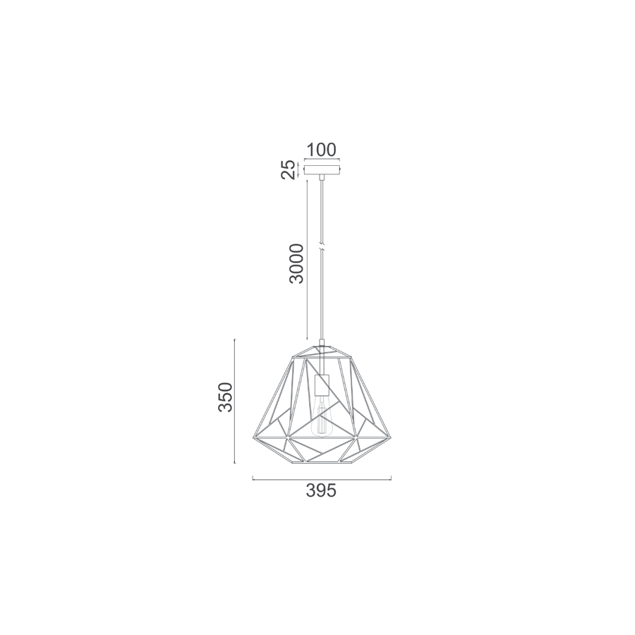Marte Iron Cage Pendant White / Brass - MARTE3