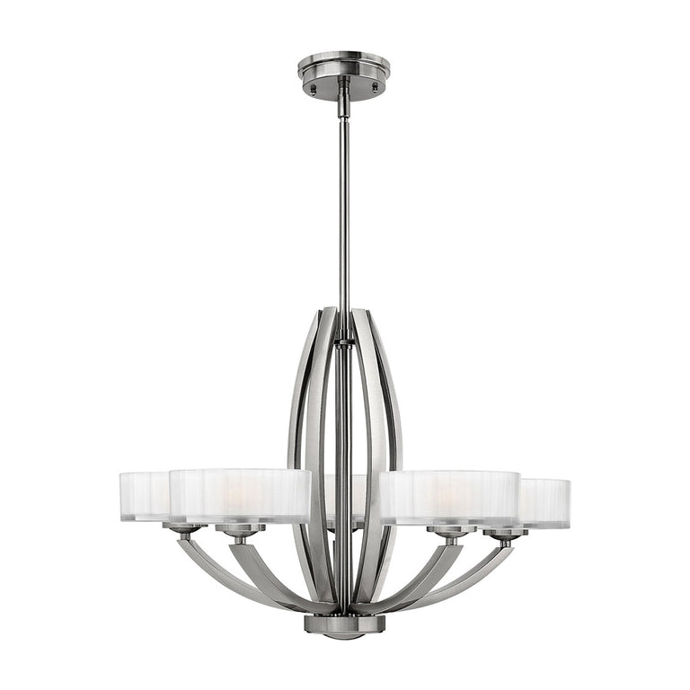 Meridian 5 Light Chandelier Brushed Nickel - HK-MERIDIAN5
