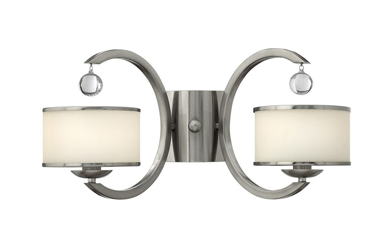 Monaco 2 Light Wall Light Brushed Nickel - HK-MONACO2