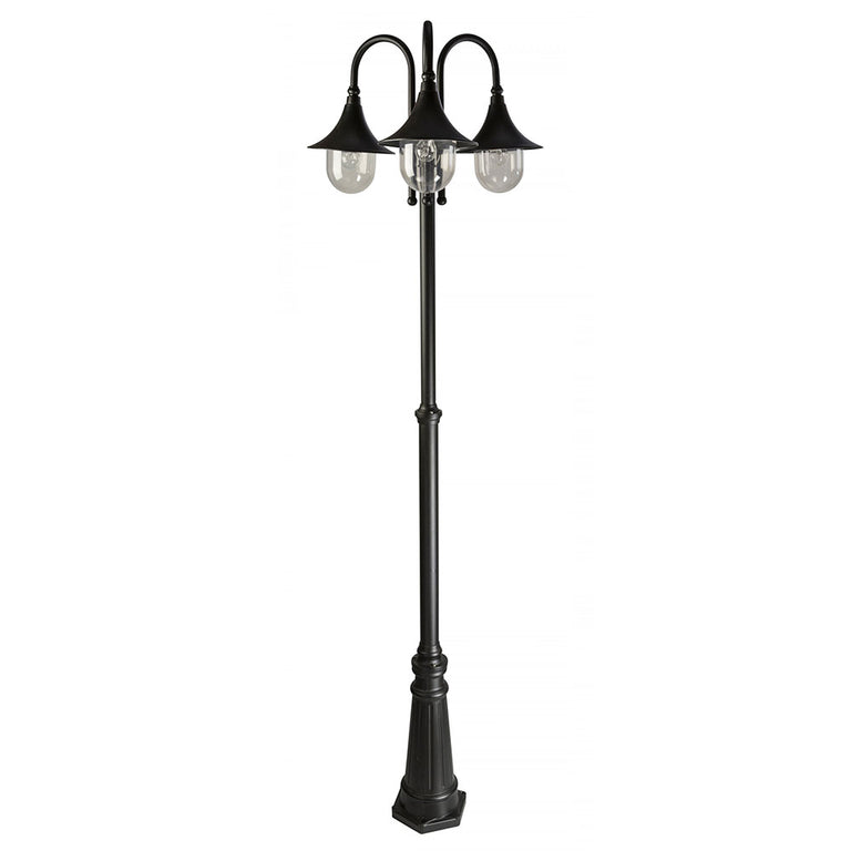 Newbari 3 Light Post Light Black - NEWBARI-3P BLK