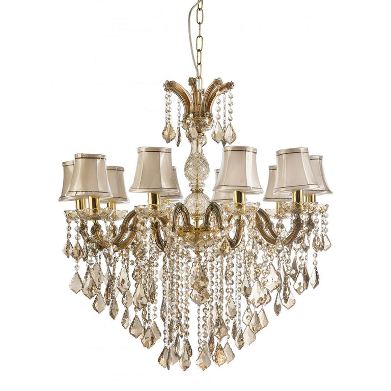 Notredame 12 Light Crystal Chandelier Amber / Beige - NOTREDAME-12L