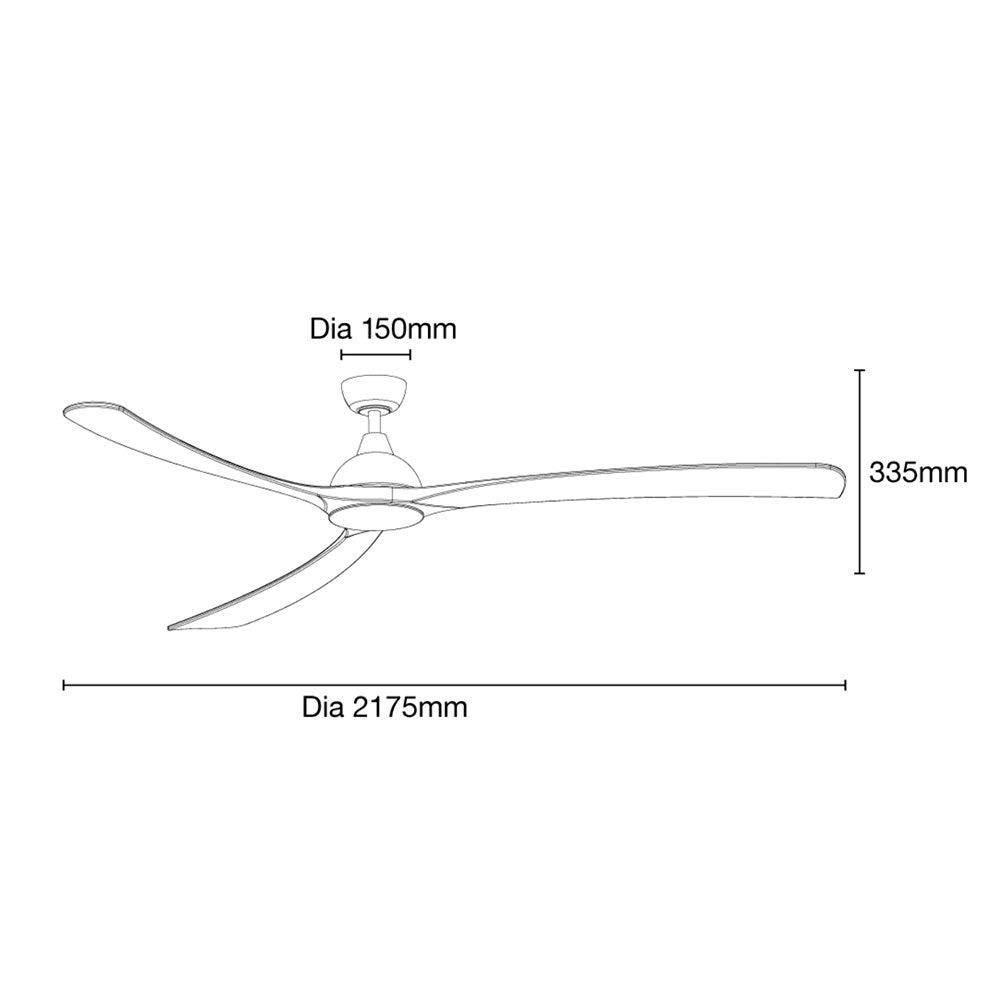 Norfolk Aero 86" DC Smart Ceiling Fan With WIFI Remote Control Matt Black / Natural - MNDCM + MNB220N