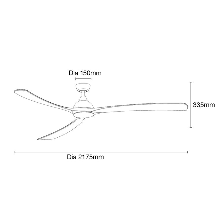 Norfolk Aero 86" DC Smart Ceiling Fan With WIFI Remote Control Matt Black / White Wash - MNDCM + MNB220WW