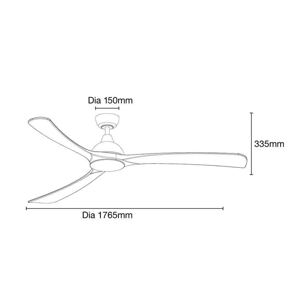 Norfolk Aero 70" DC Smart Ceiling Fan With WIFI Remote Control Matt Black / Natural - MNDCM + MNB180N