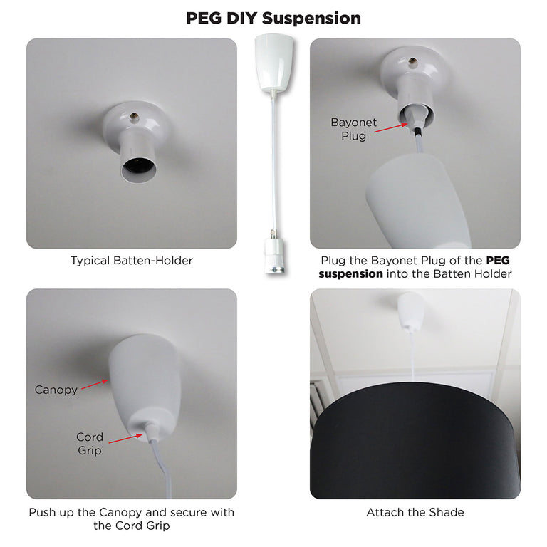 Peg 300mm DIY Suspension White - OL2010/30WH