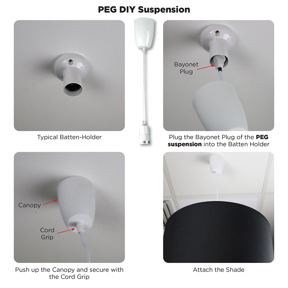 Peg 1 Meter DIY Suspension White - OL2010/100WH