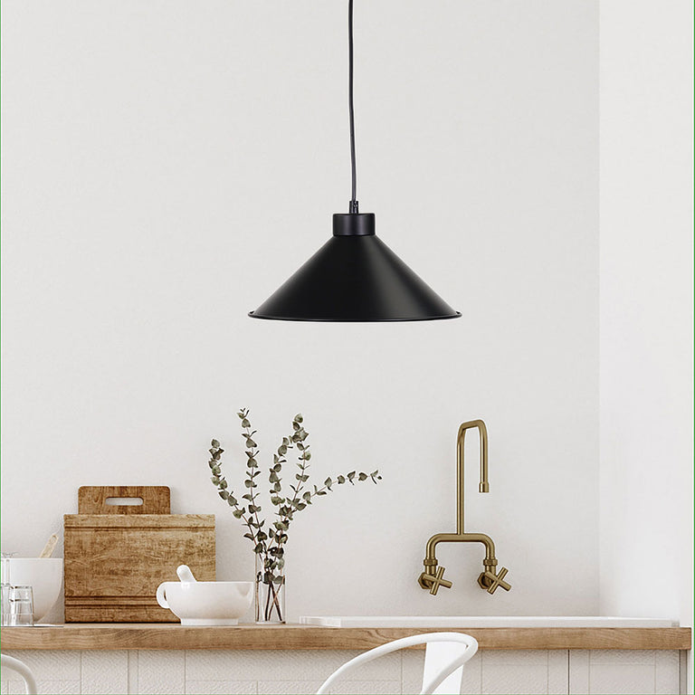 Victoriana 12" Industrial Metal Shade Matt Black - OL2270/30BK