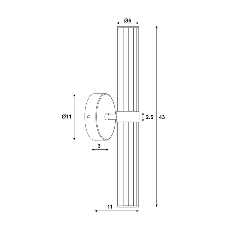 Sassy 8W LED Dimmable Ribbed Wall Light Chrome / Tri-Colour - OL51445CH