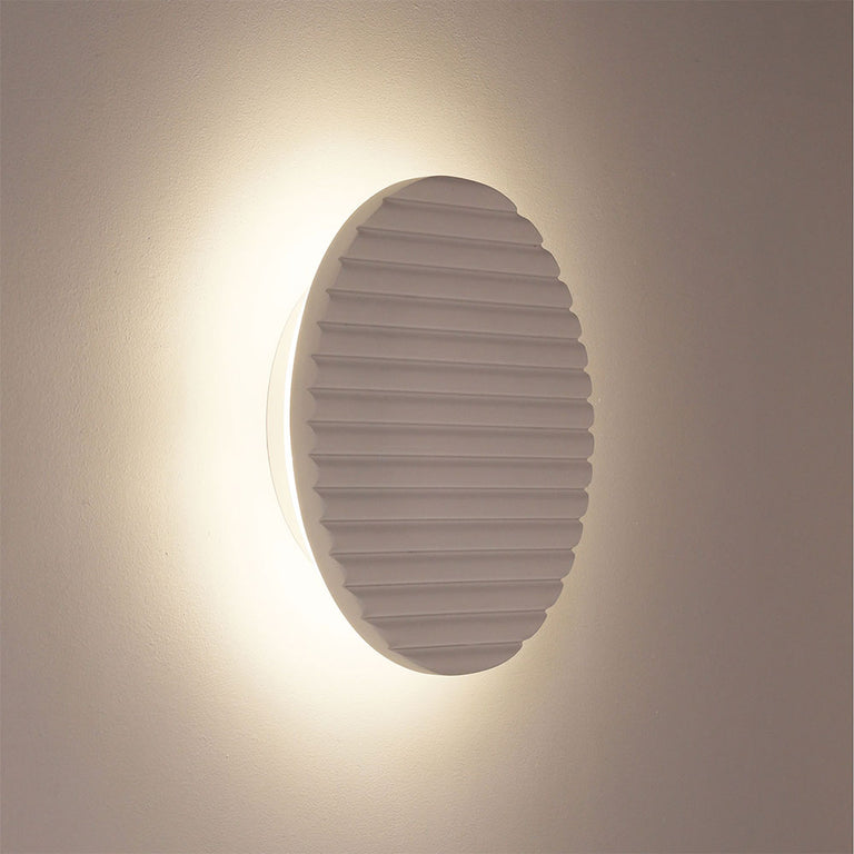 Dot 20 Scalloped Plaster Tri-Colour LED Wall Light White - OL53201/20SP