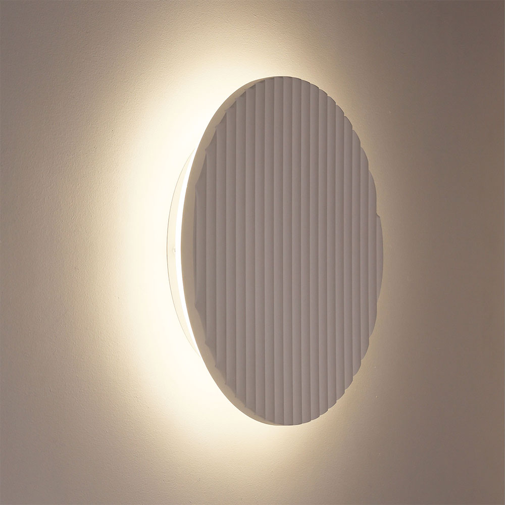 Dot 25 Scalloped Plaster Tri-Colour LED Wall Light White - OL53201/25SP