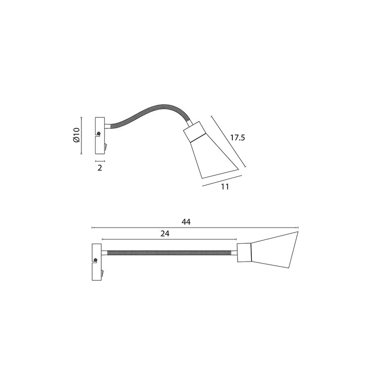 Thor Switched Flexible Wall Light White - OL53935WH