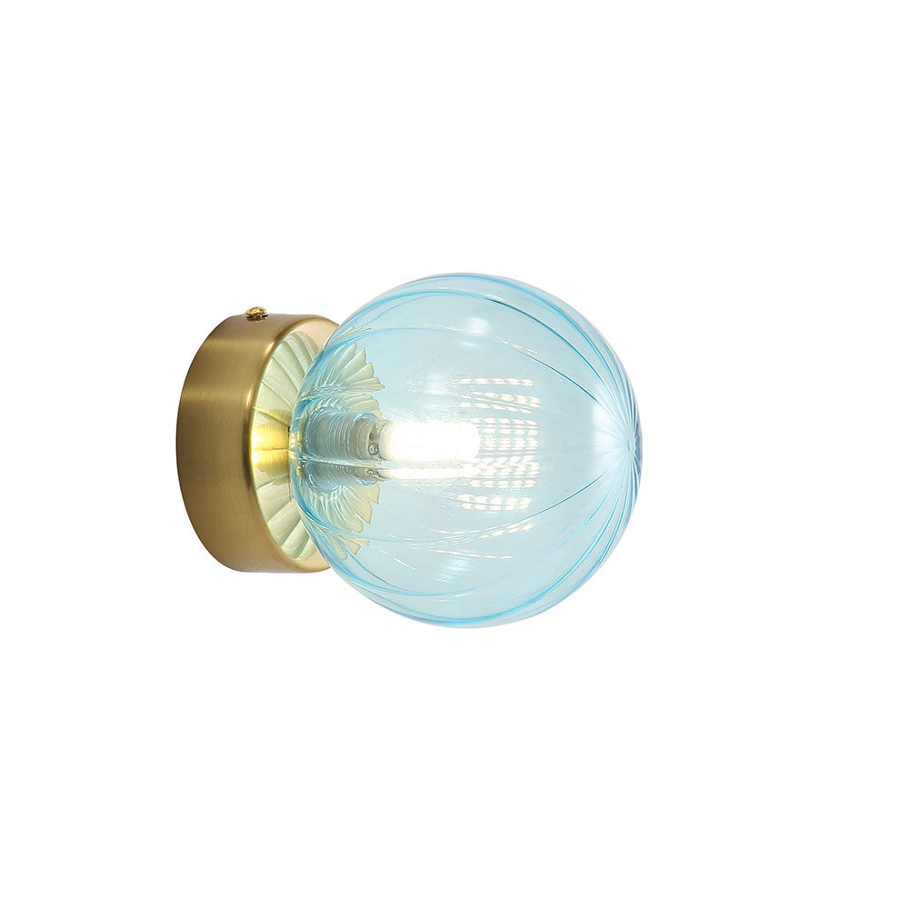 Juni G9 Blue IP44 Ribbed Optic Glass Wall Light - OL54229BL