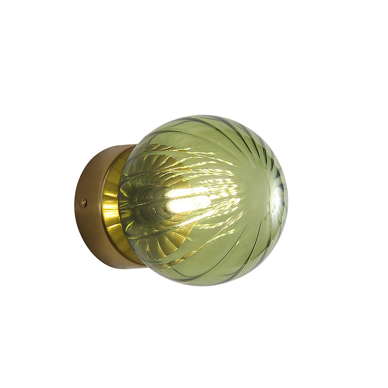 Juni G9 Green IP44 Ribbed Optic Glass Wall Light - OL54229GN