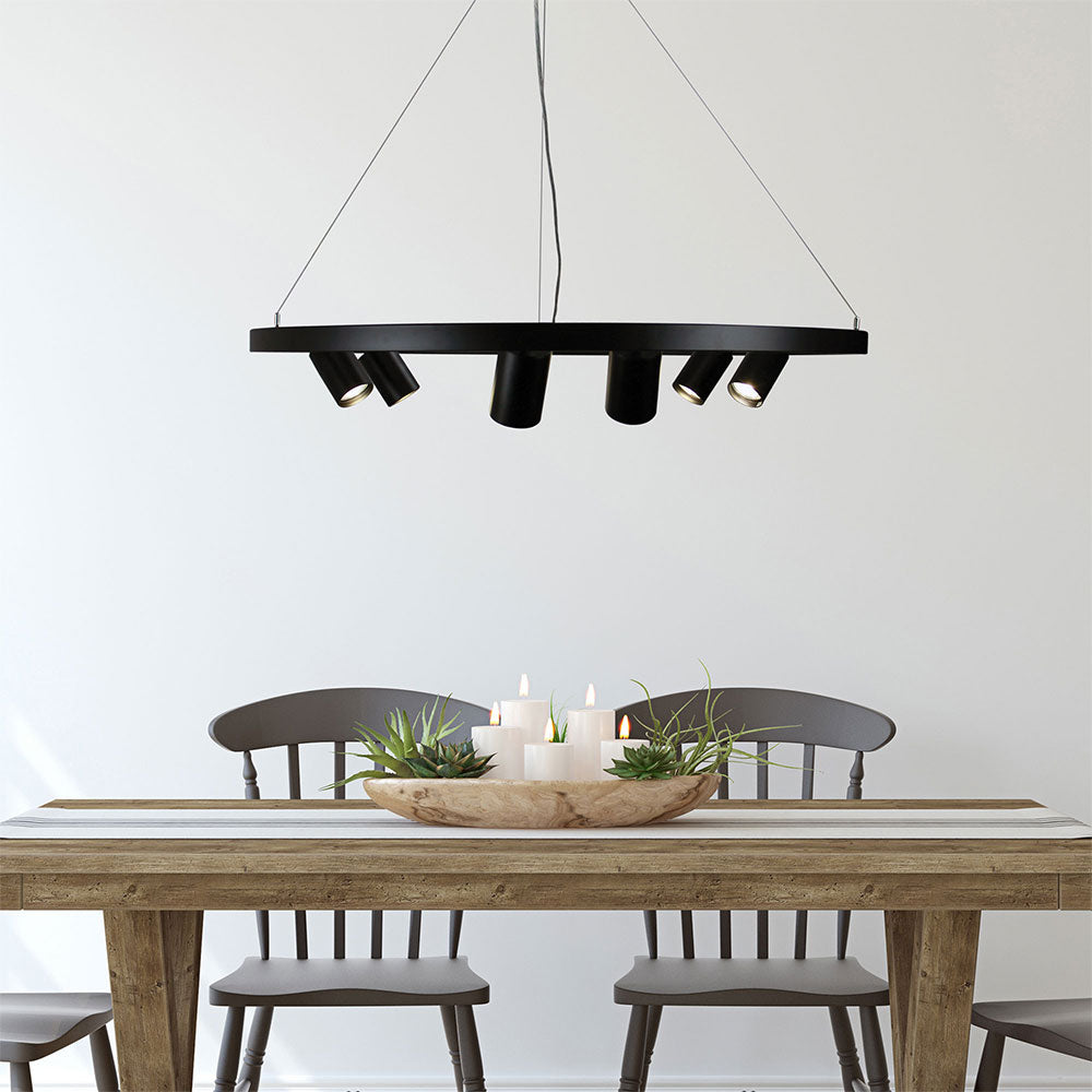 Pano 6 Light 240V GU10 Pendant Black - OL56096BK