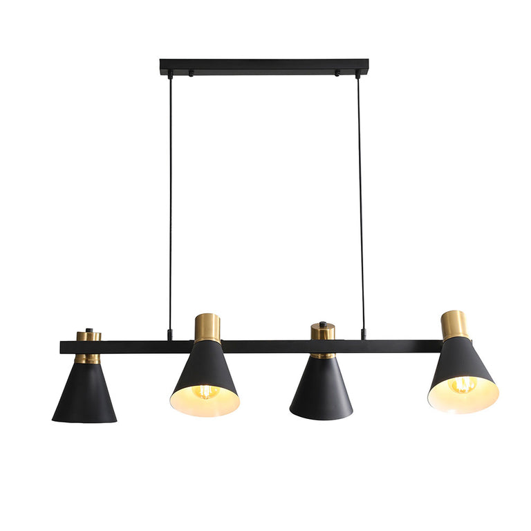 Norbert 4 Light Linear Spotlight Pendant Black / Satin Brass - OL56215/4SB