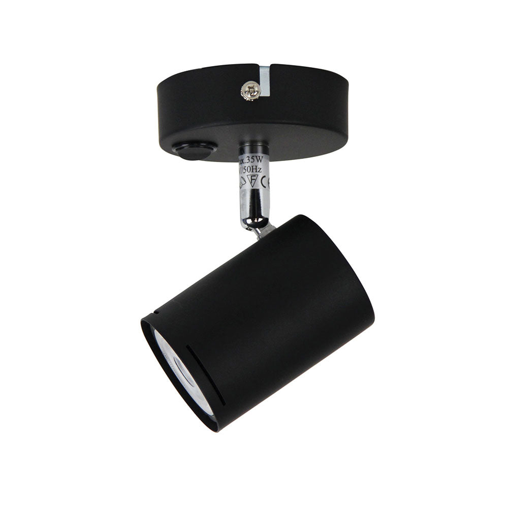 Baril 1 Light GU10 Adjustable Spotlight with Switch Black - OL58613/1BK