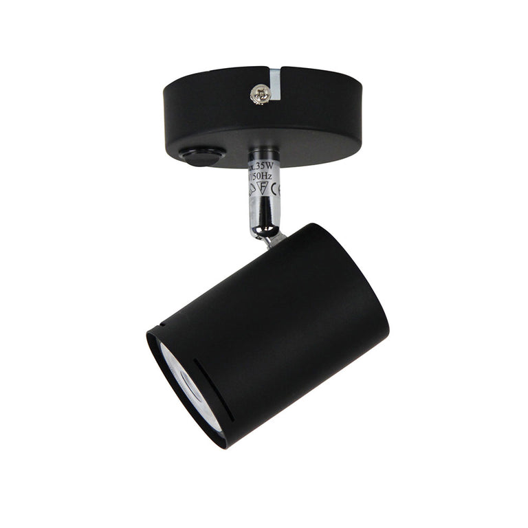 Baril 1 Light GU10 Adjustable Spotlight with Switch Black - OL58613/1BK