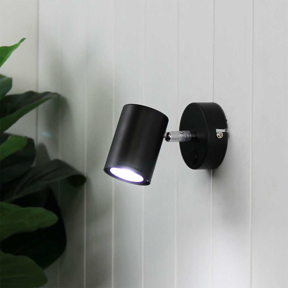 Baril 1 Light GU10 Adjustable Spotlight with Switch Black - OL58613/1BK
