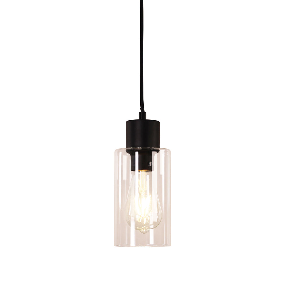 Lisa Cylindrical Clear Glass Pendant Black / Clear - OL60581CL