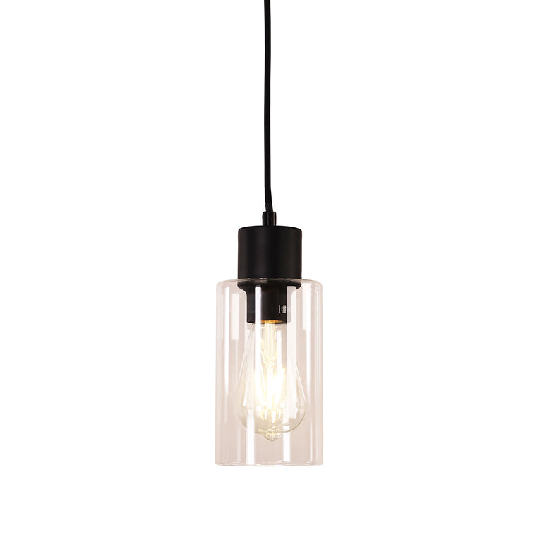 Lisa Cylindrical Clear Glass Pendant Black / Clear - OL60581CL