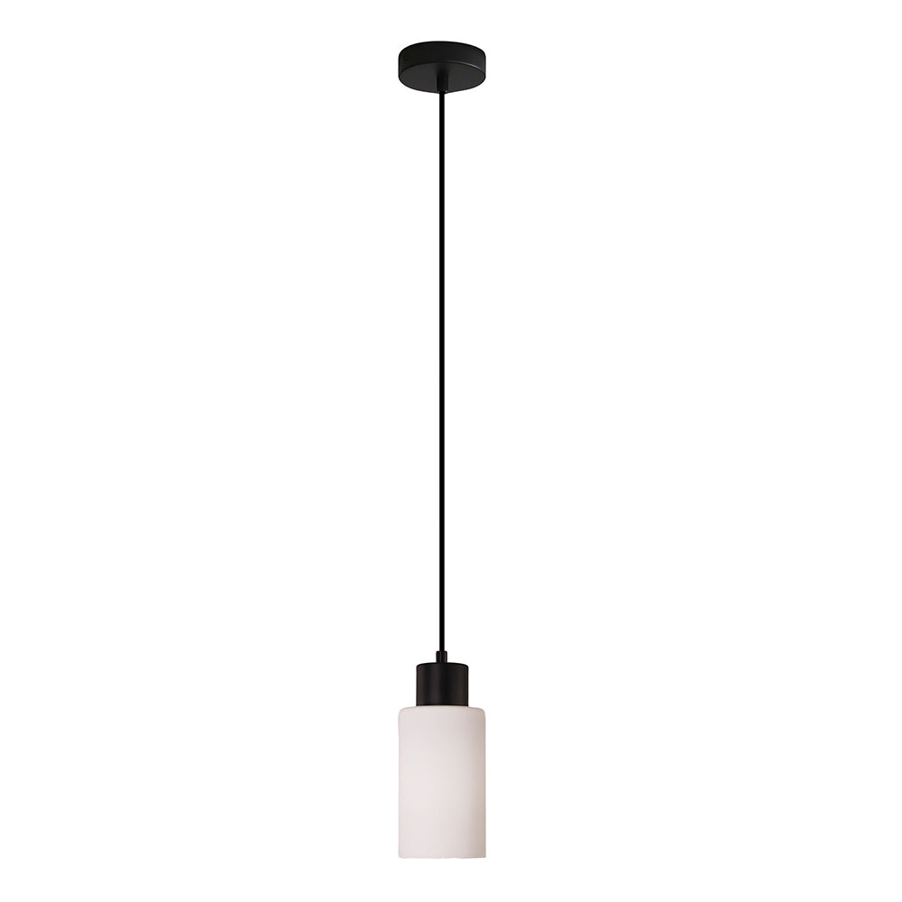 Lisa Cylindrical Clear Glass Pendant Black / Opal - OL60581OP