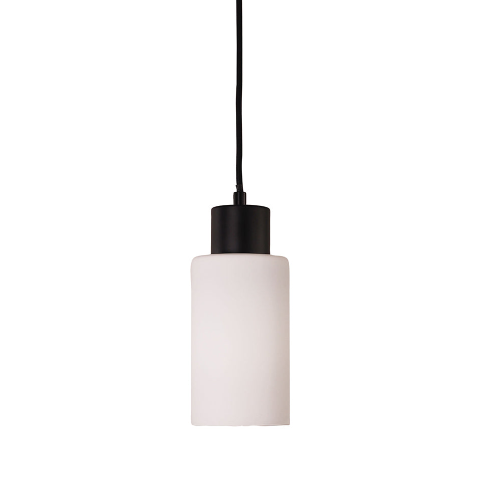 Lisa Cylindrical Clear Glass Pendant Black / Opal - OL60581OP