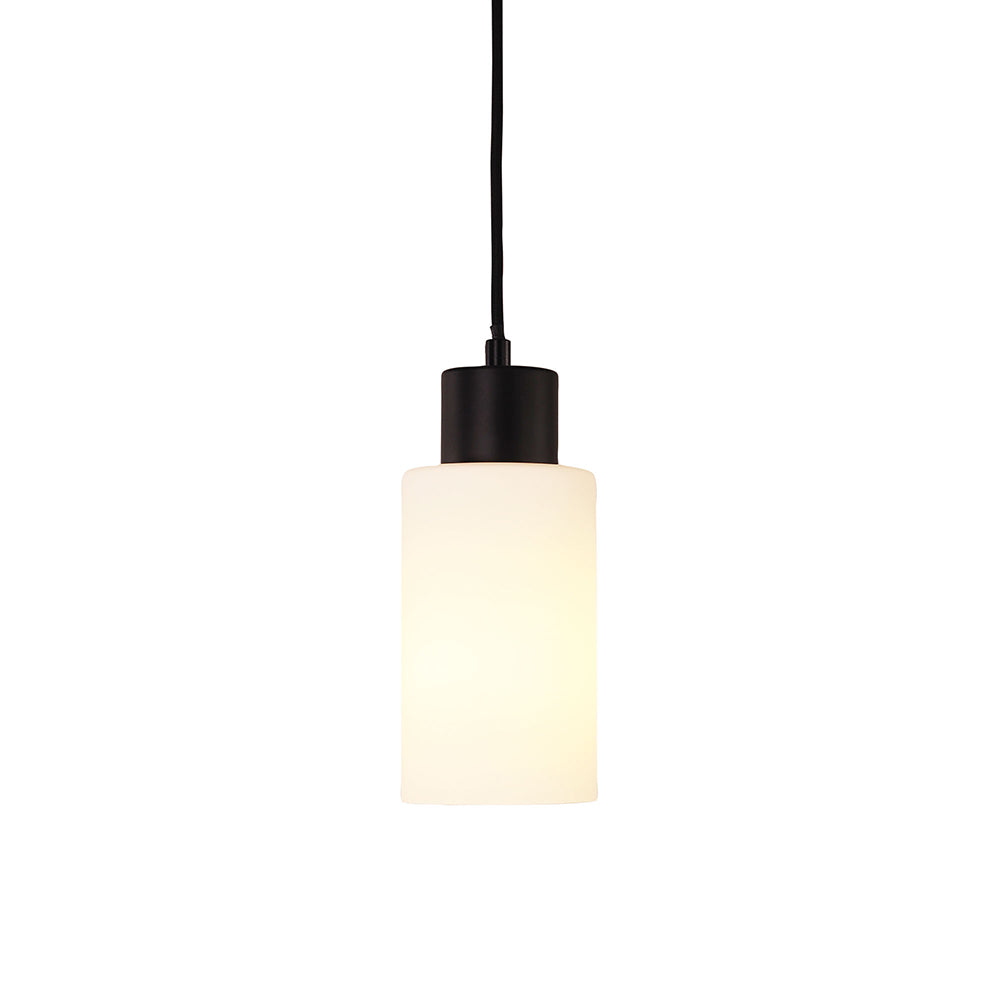 Lisa Cylindrical Clear Glass Pendant Black / Opal - OL60581OP