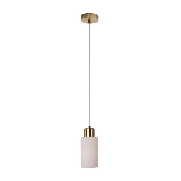 Lisa Cylindrical Clear Glass Pendant Satin Brass / Opal - OL60585OP