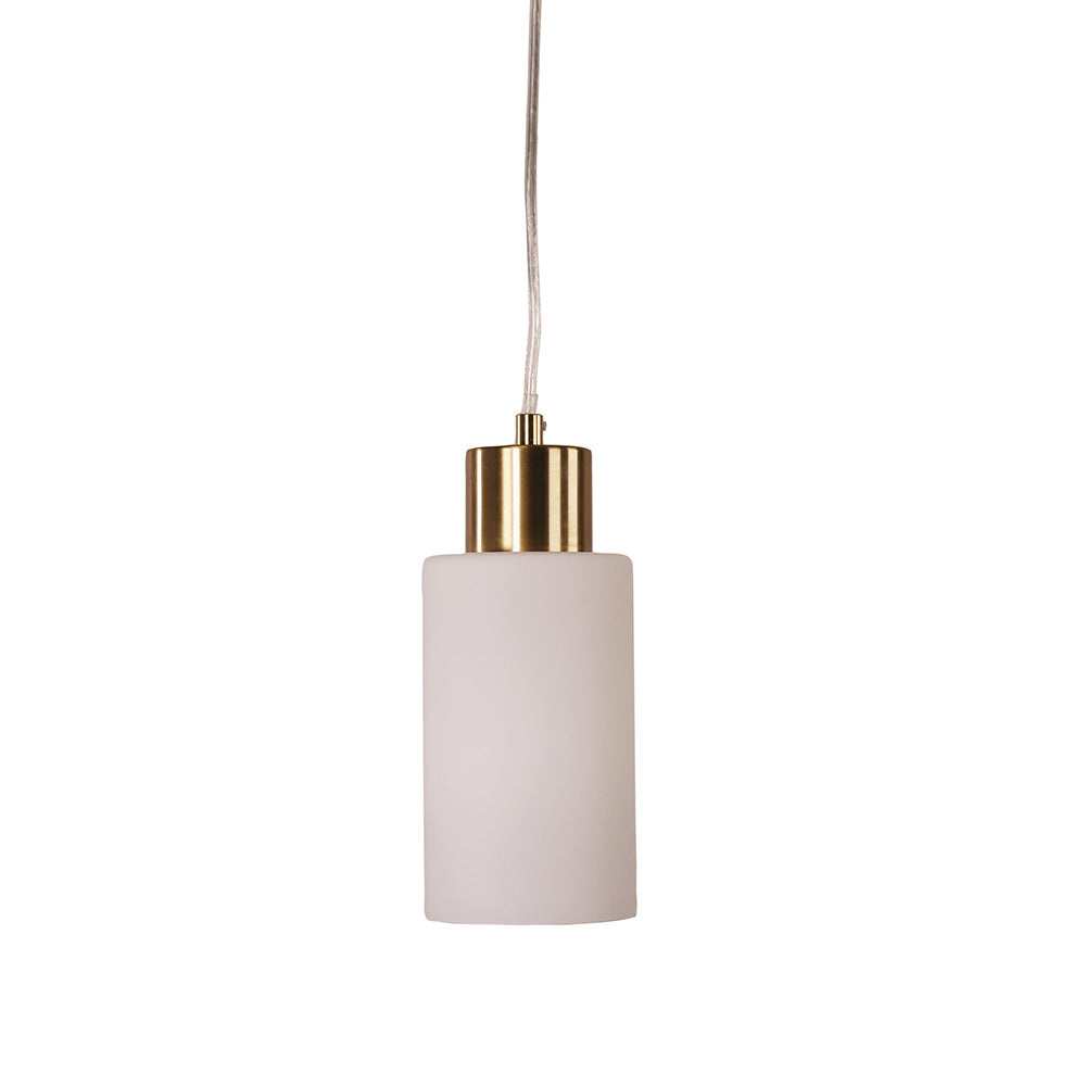 Lisa Cylindrical Clear Glass Pendant Satin Brass / Opal - OL60585OP