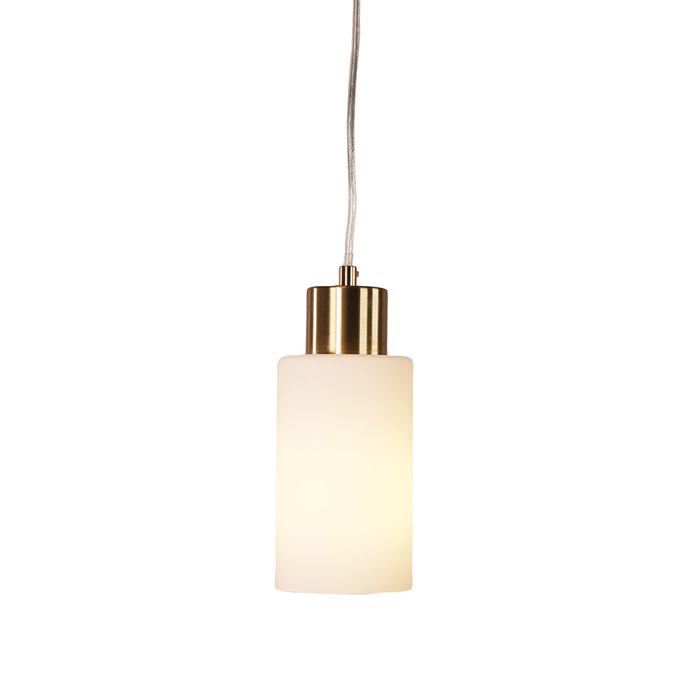 Lisa Cylindrical Clear Glass Pendant Satin Brass / Opal - OL60585OP