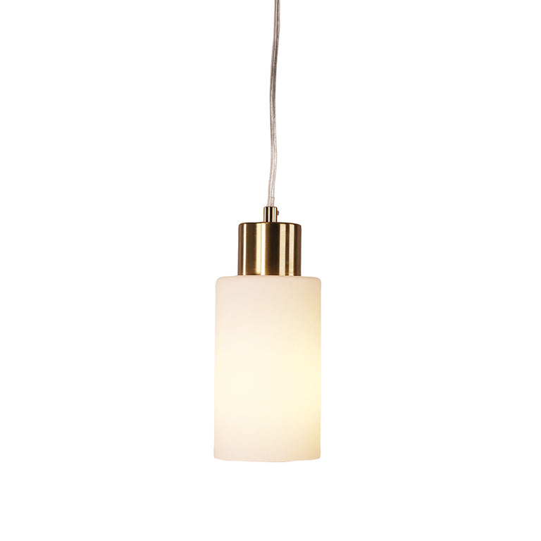 Lisa Cylindrical Clear Glass Pendant Satin Brass / Opal - OL60585OP