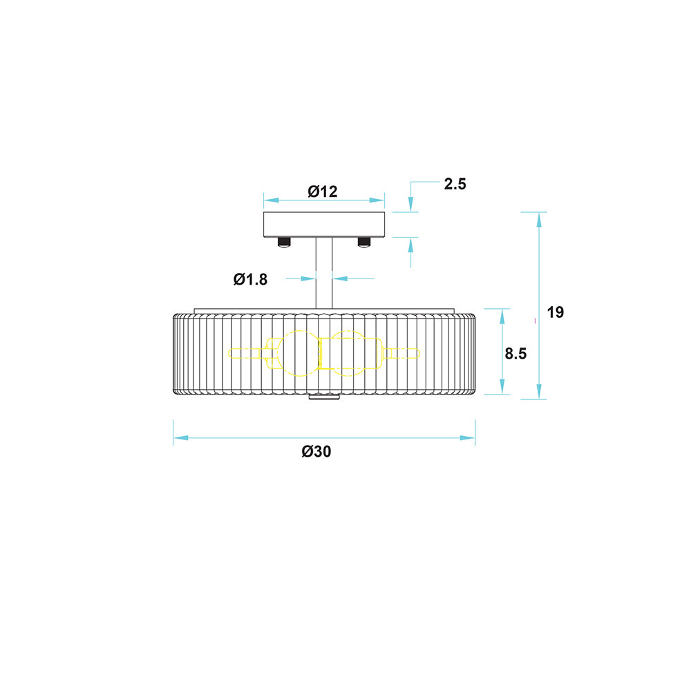 Worth Ribbed Glass CTC Pendant Satin Brass - OL61850SB