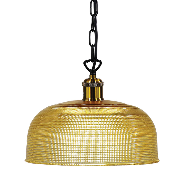 Maison 27 Retro 1 Light Halophane Amber Glass Pendant - OL62255/27AM