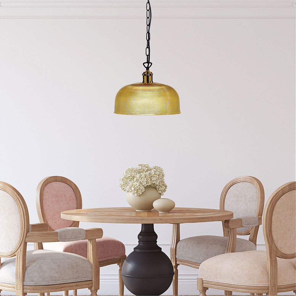 Maison 27 Retro 1 Light Halophane Amber Glass Pendant - OL62255/27AM