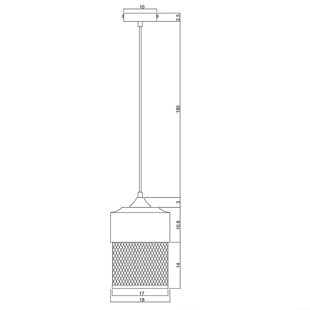 Chester.18 Industrial Mesh Pendant Black - OL63251BK