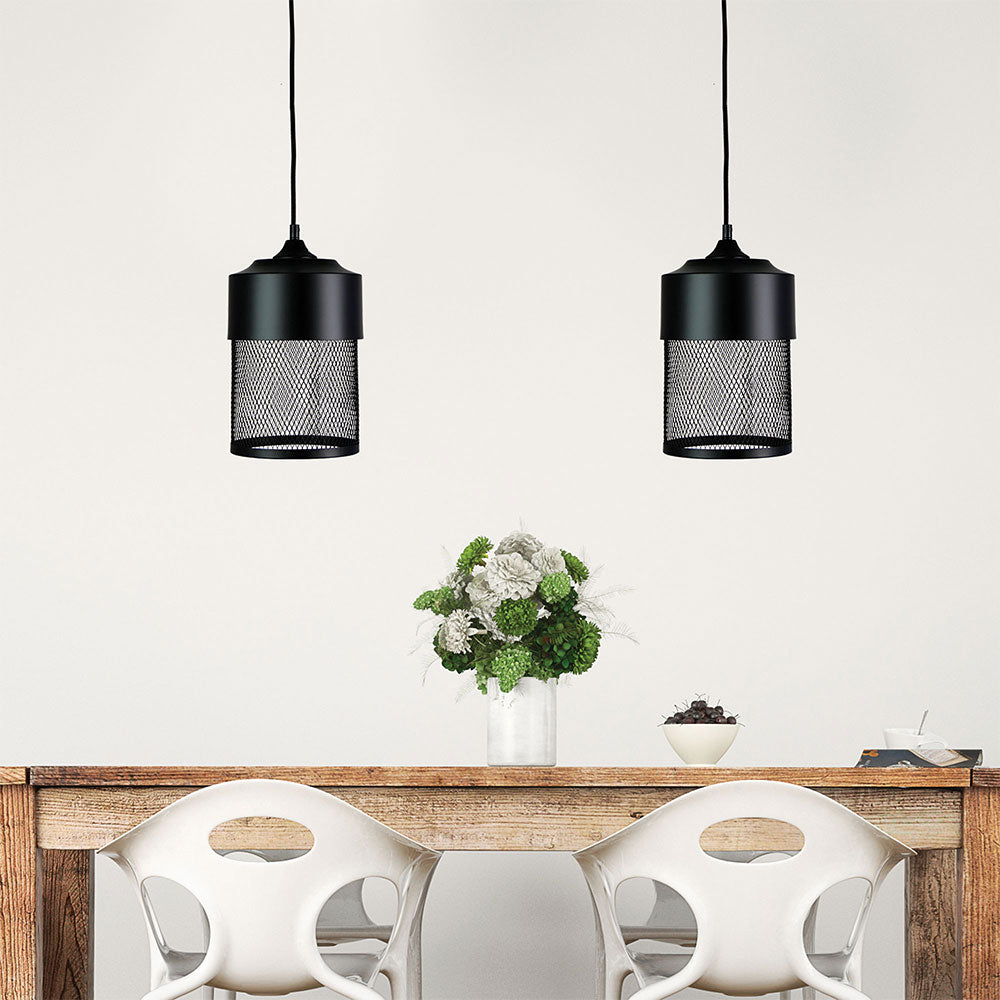 Chester.18 Industrial Mesh Pendant Black - OL63251BK