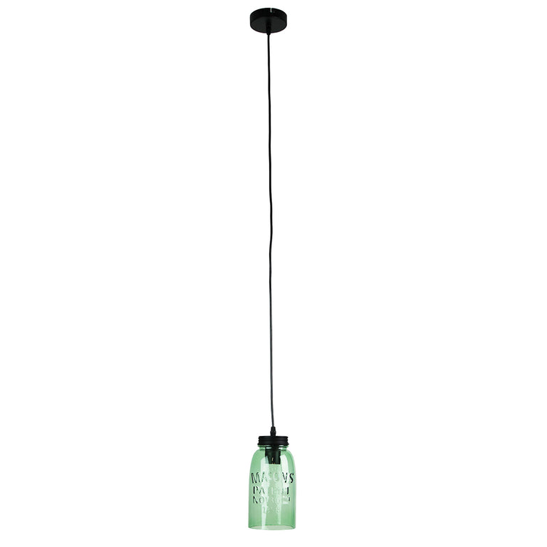 Mason Vintage Preserving Jar Pendant Green - OL63301GN