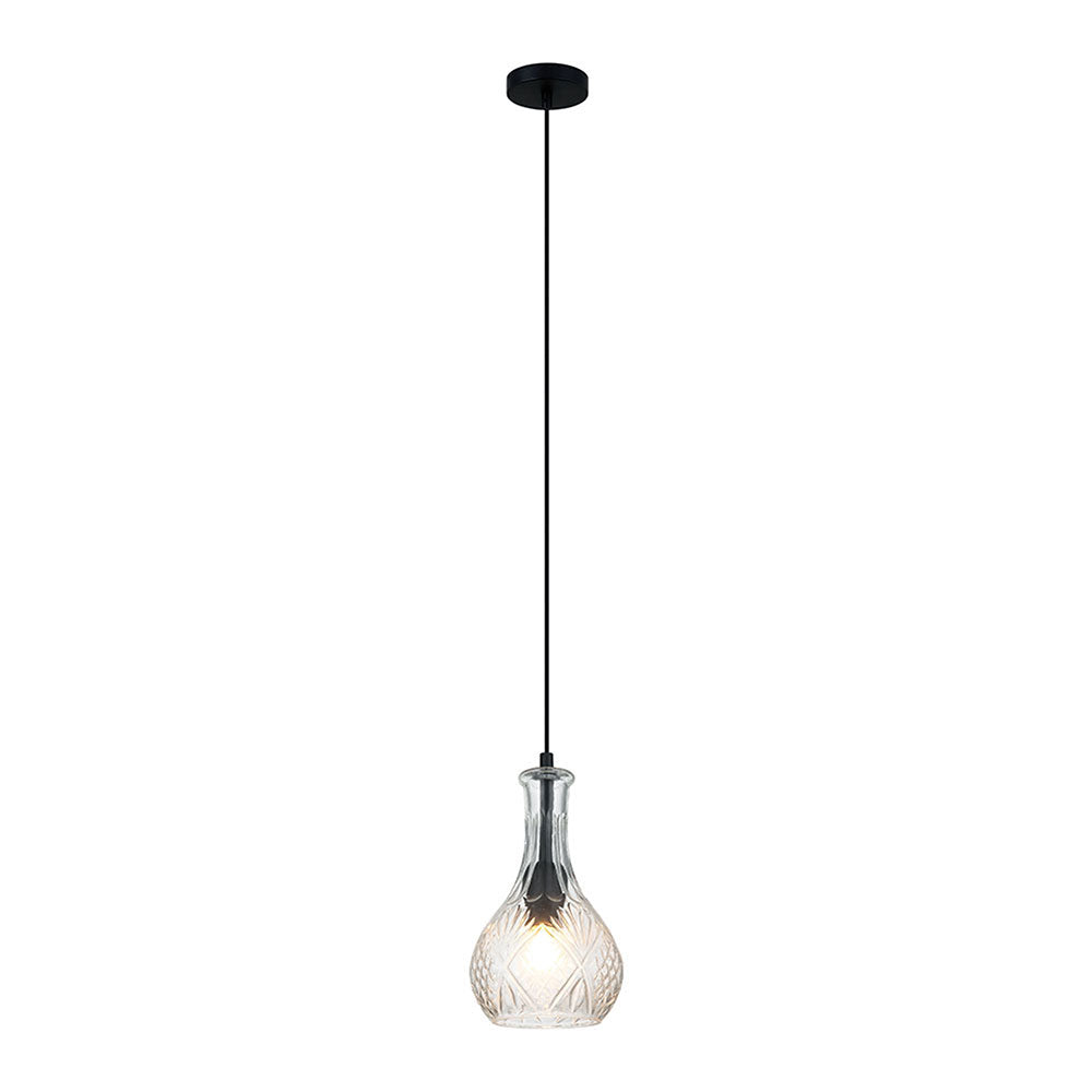 Decant 1 Retro Vintage Cut Glass Pendant Clear - OL63501CL