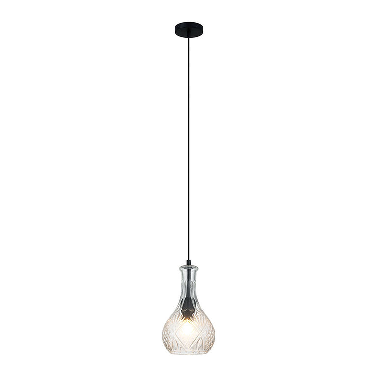 Decant 1 Retro Vintage Cut Glass Pendant Clear - OL63501CL