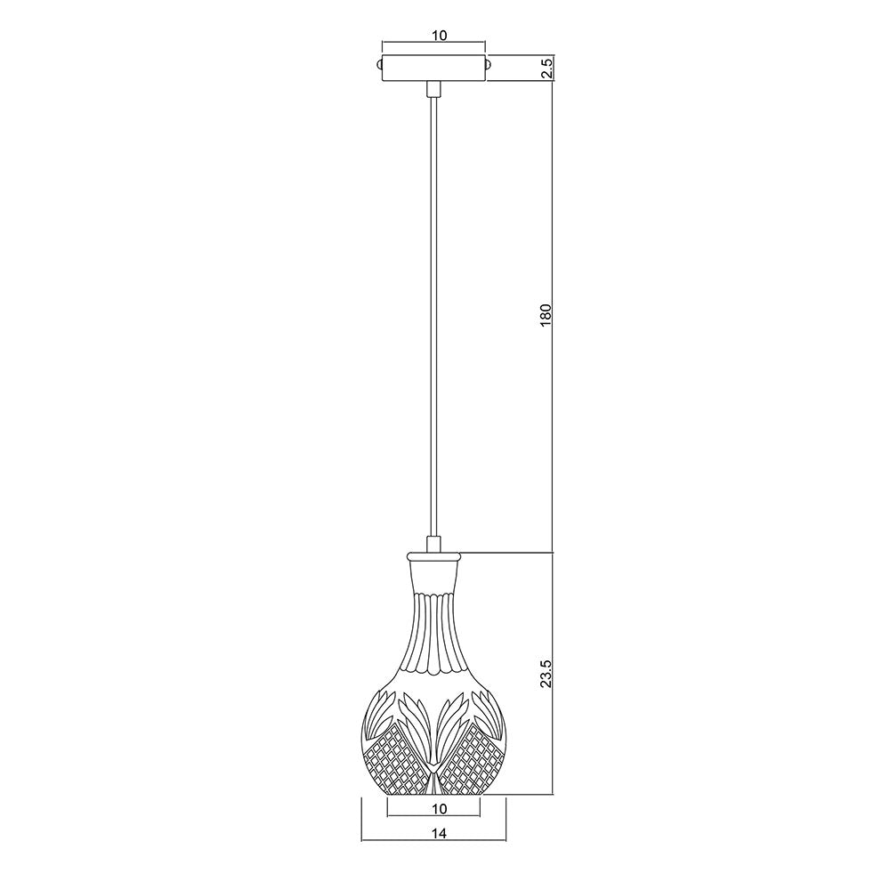 Decant 1 Retro Vintage Cut Glass Pendant Clear - OL63501CL