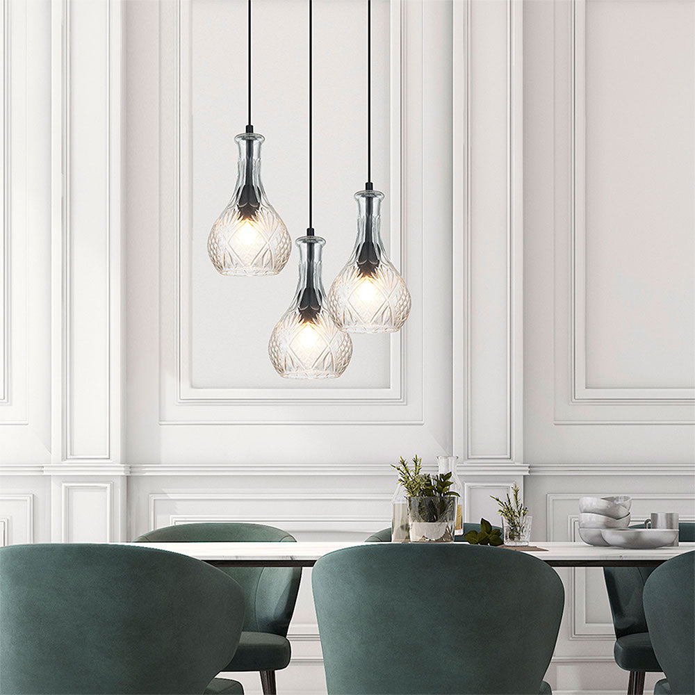 Decant 1 Retro Vintage Cut Glass Pendant Clear - OL63501CL