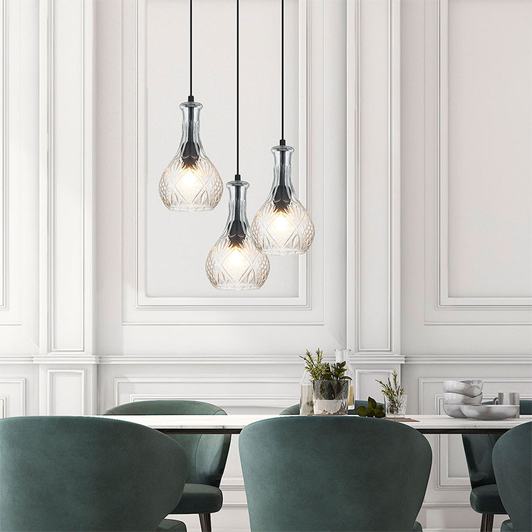 Decant 1 Retro Vintage Cut Glass Pendant Clear - OL63501CL