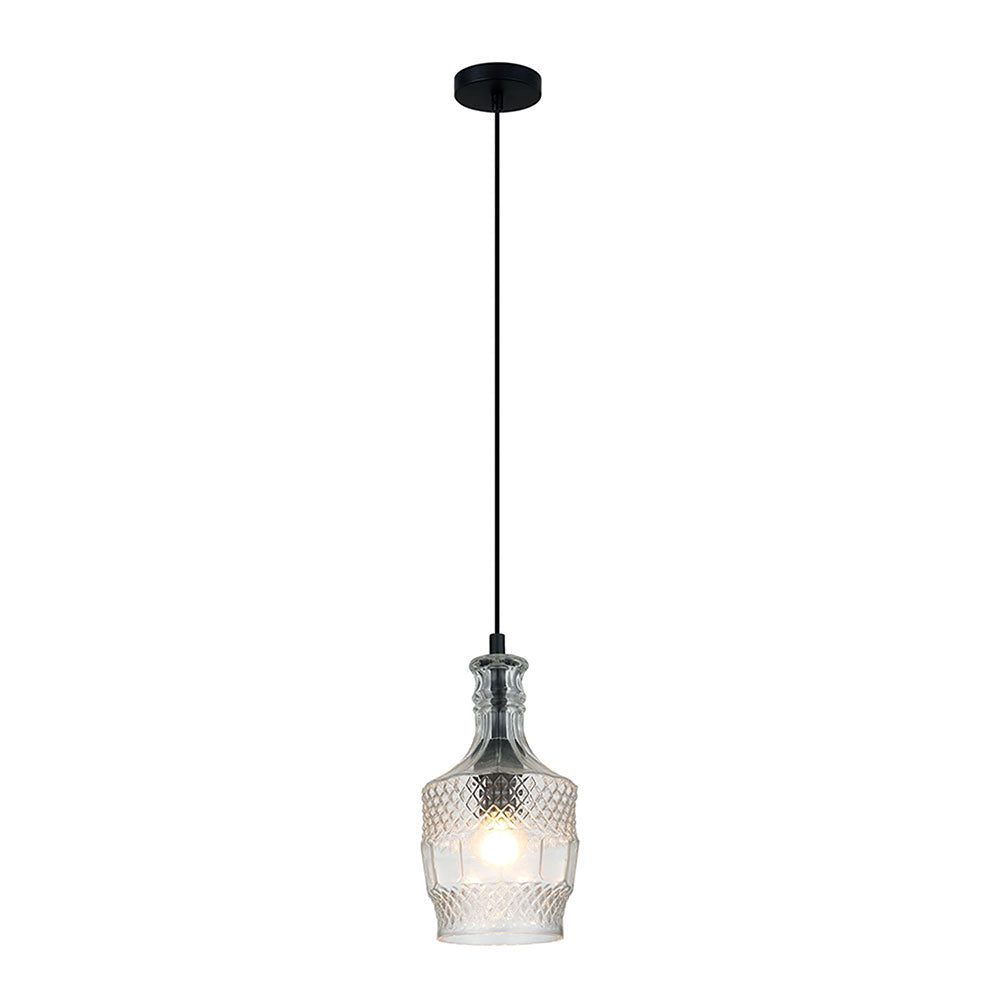 Decant 3 Retro Vintage Cut Glass Pendant Clear - OL63503CL