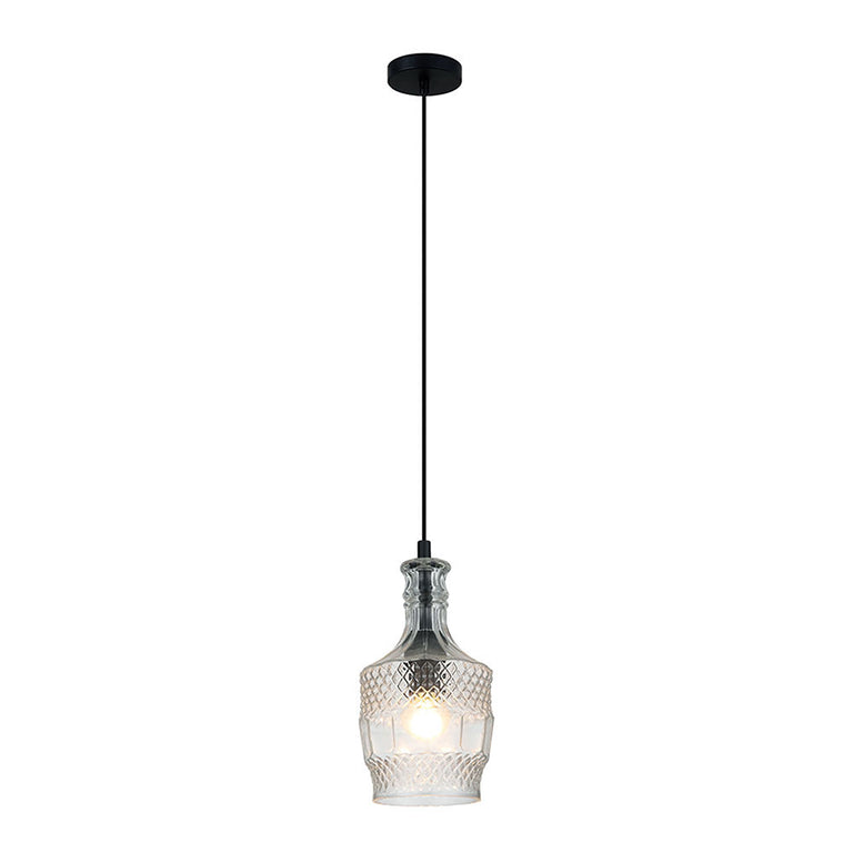Decant 3 Retro Vintage Cut Glass Pendant Clear - OL63503CL